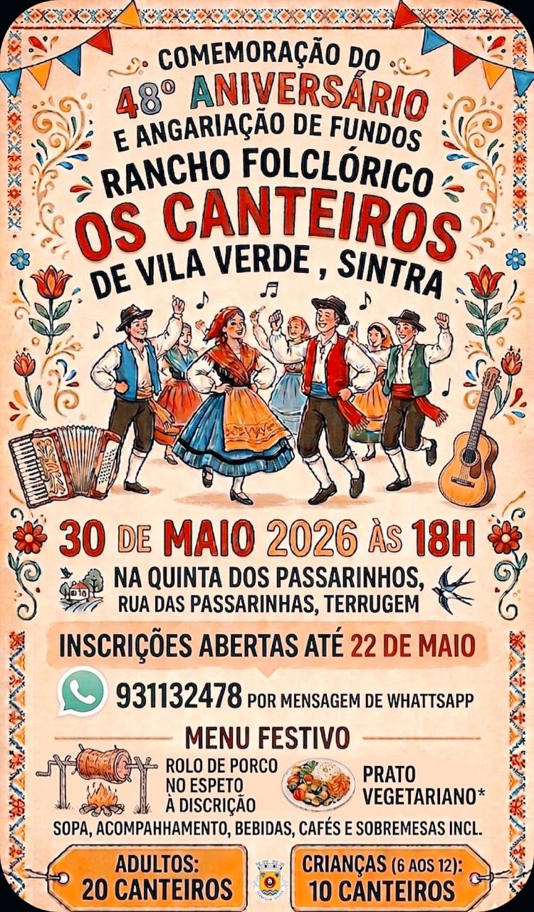 Comemora&ccedil;&atilde;o do 48&ordm; Anivers&aacute;rio e angaria&ccedil;&atilde;o de fundos- Rancho Folcl&oacute;rico Os Canteiros de Vila Verde-Sintra