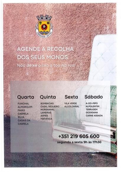 Agendamento de recolha de monos-Nova rota Recolha 