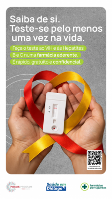 Programa FOCUS- Rastreios Gratuitos VIH e Hepatites Virais B e C (VHB e VHC) nas farm&aacute;cias comunit&aacute;rias